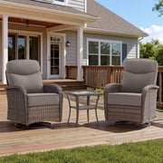 Bellefurn Outdoor Swivel Rocker Patio Chairs with 6 inch Thick Cushions,Patio Swivel Chairs Set of 2 High Back Wicker Patio Swivel Glider Chairs Patio Furniture Set for Porch Balcony Garden Deck Yard