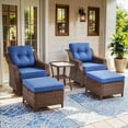 thumbnail image 1 of Bellefurn Luxury Outdoor Swivel Chairs Set with 6 inch Thick Cushions,Patio Wicker Swivel Rocking Chairs with Ottomans and Side Table,Patio Furniture Chairs Set for Balcony,Porch,Garden, 1 of 10
