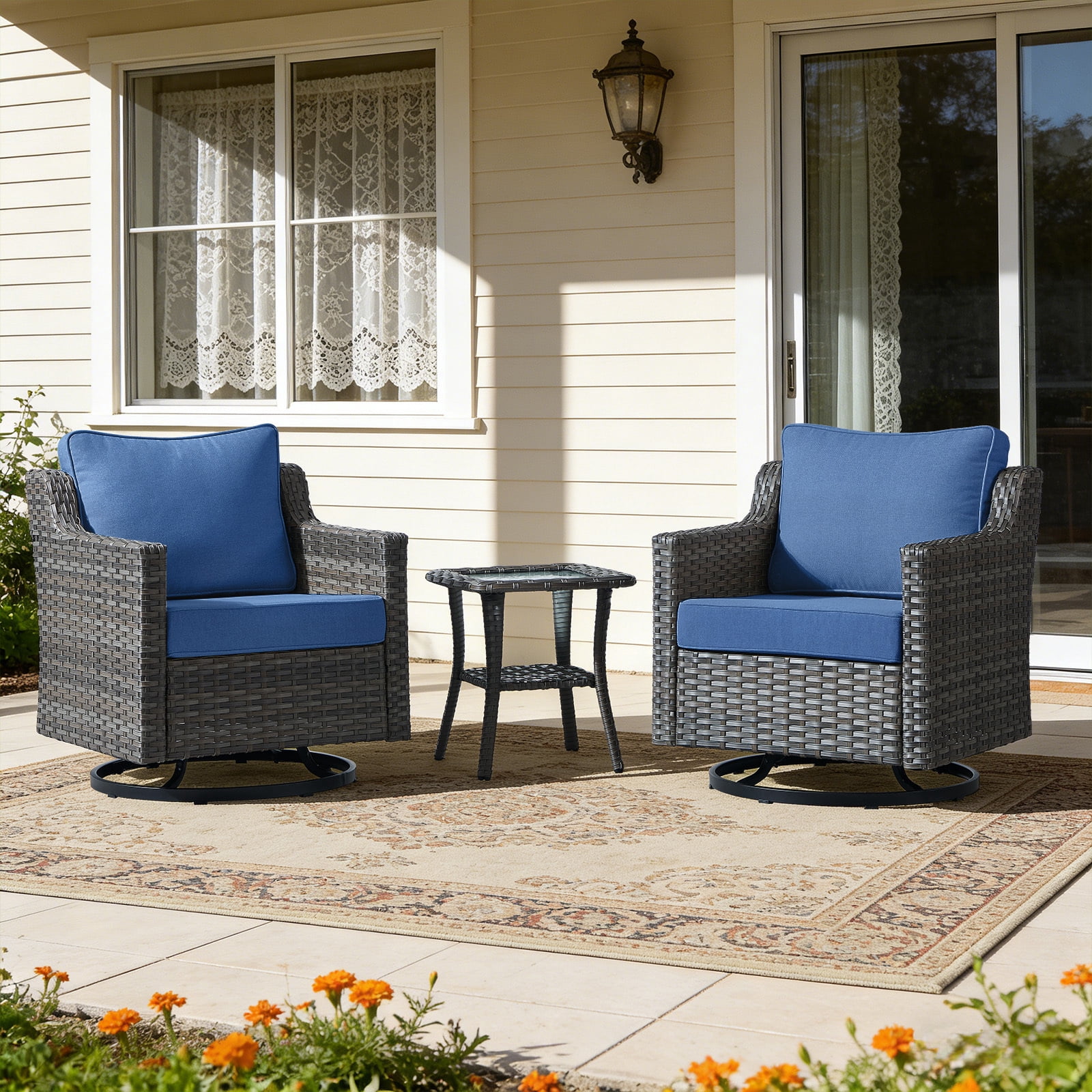 Outside Swivel Rattan Rocker Bellefurn Outdoor Wicker Rocking Chair Patio Swivel Chairs Set of 2 ...