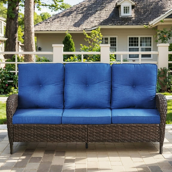 Bellefurn Patio Sofa Patio Furniture Sofa Set,Outdoor 3 Seater Couch with Coffee Table and Thick Cushions for Outdoor,Garden,Lawn,Backyard