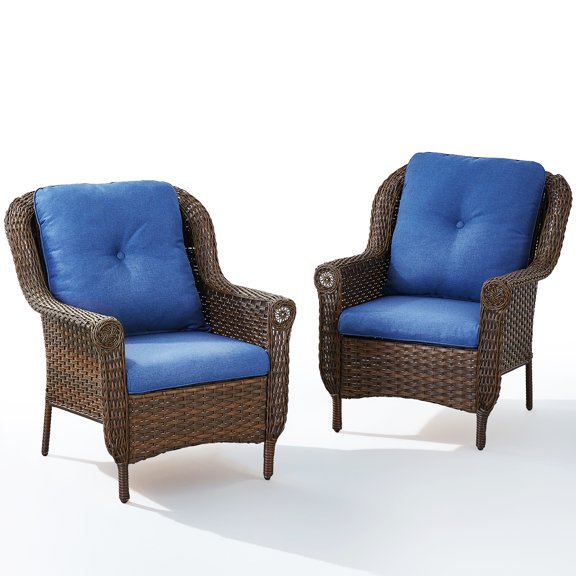 Bellefurn Patio Furniture Chairs Outdoor Wicker Chairs of 4,High Back Rattan Wicker Chairs with Comfy Cushions for Deck Porch Balcony Backyard Garden