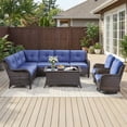 thumbnail image 1 of Bellefurn Outdoor Wicker Patio Furniture Set with Swivel Rocking Chairs,Outdoor Wicker Sectional Sofa Set L-Shaped Sectional Sofa with Coffee Table,Rattan Conversation Set for Backyard Porch Garden, 1 of 11