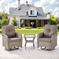 thumbnail image 1 of Bellefurn Patio Swivel Chairs Set of 2 Outdoor Swivel Rocker Patio Chair with Side Table,Wicker Patio Furniture Set for Porch Deck Backyard Poolside, 1 of 12