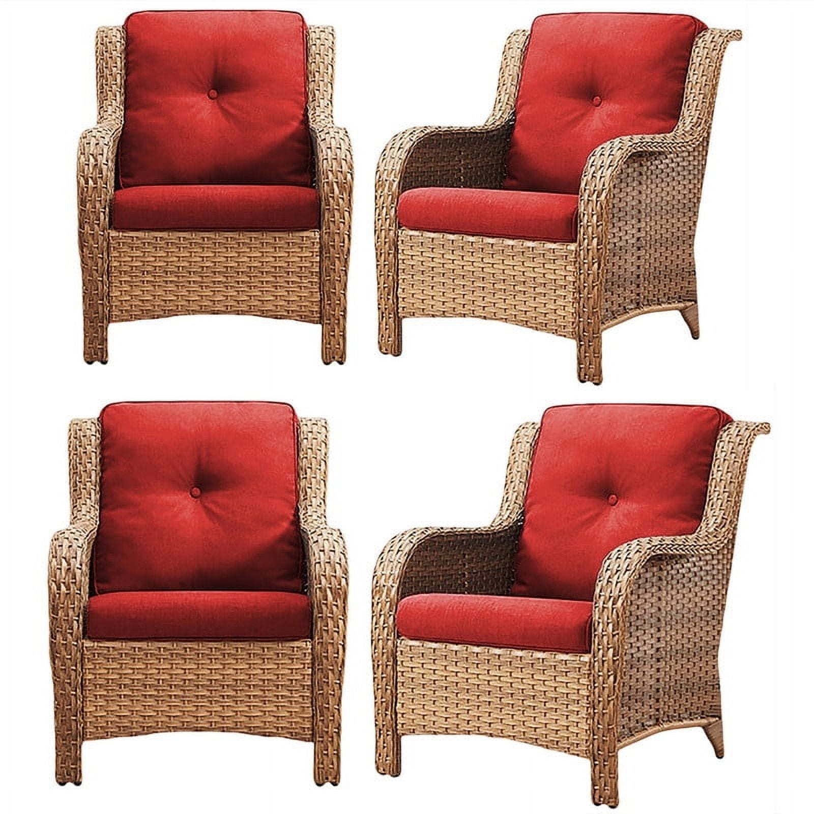 Bellefurn Patio Wicker Chairs Set of 4,Outdoor Rattan Patio Chairs High ...