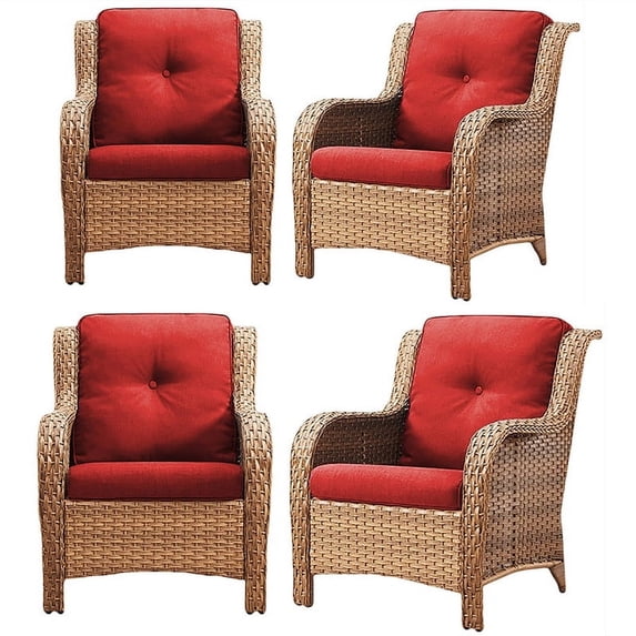 Bellefurn Patio Wicker Chairs Set of 4,Outdoor Rattan Patio Chairs High Back Outdoor Conversation Furniture Set with Side Table for Garden Backyard Proch Deck