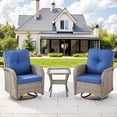 thumbnail image 1 of Bellefurn Patio Swivel Chairs Set of 2 Outdoor Swivel Rocker Patio Chair with Side Table,Wicker Patio Furniture Set for Porch Deck Backyard Poolside, 1 of 12