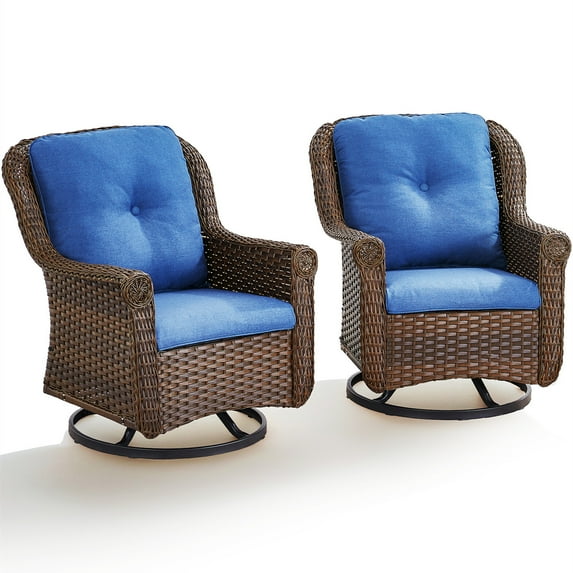 Bellefurn Patio Rocking Chairs Set of 2,Swivel Patio Chairs Outdoor Swivel Rocker With Side Table Patio Furniture Chairs Set for Porch Deck Backyard Garden