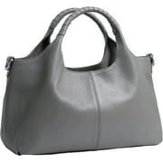 BELLELLA Handbag for Women Leather Top Handle Satchel Classic Tote Shoulder Bag Work Travel Crossbody Bags Gray