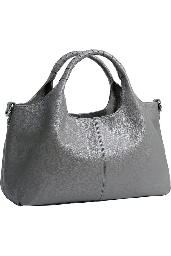 Handbag for Women Leather Top Handle Satchel Classic Tote Shoulder Bag Work Travel Crossbody Bags Gray