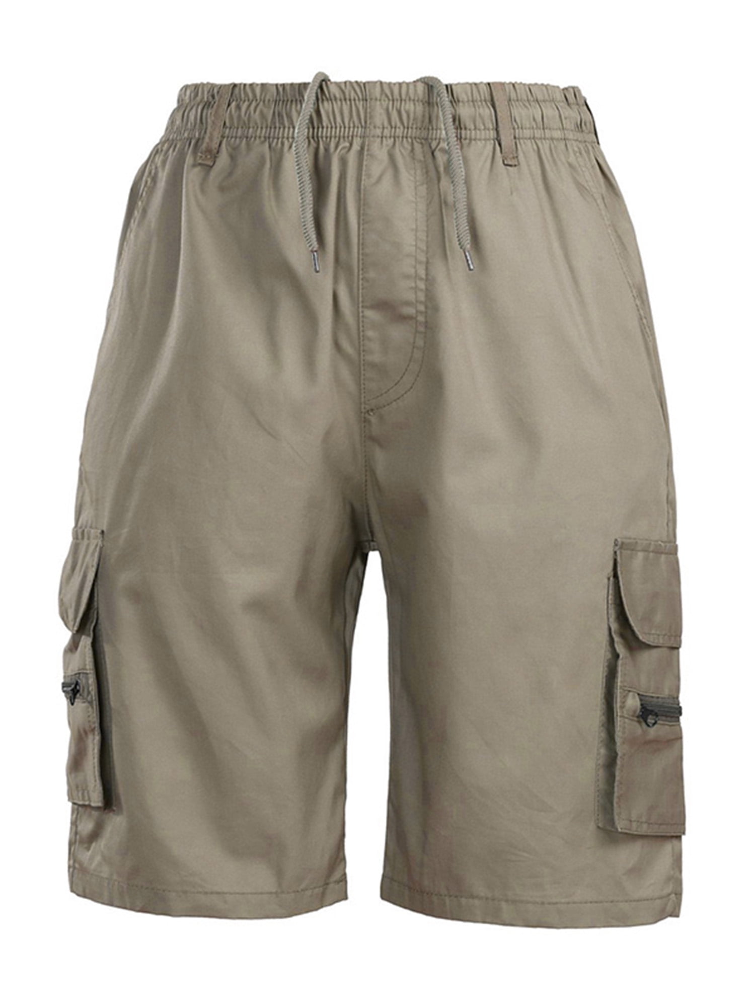 Bellella Men Elastic Waist Cargo Shorts with Multi-Pocket Casual Cotton  Hiking Fishing Lightweight Knee Length Work Shorts 