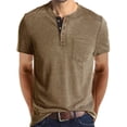 thumbnail image 1 of Bellella Men Henley Shirts Casual Short Sleeve Crew Neck Pullover Tops Summer Button Up T-Shirts with Front Pocket, 1 of 5