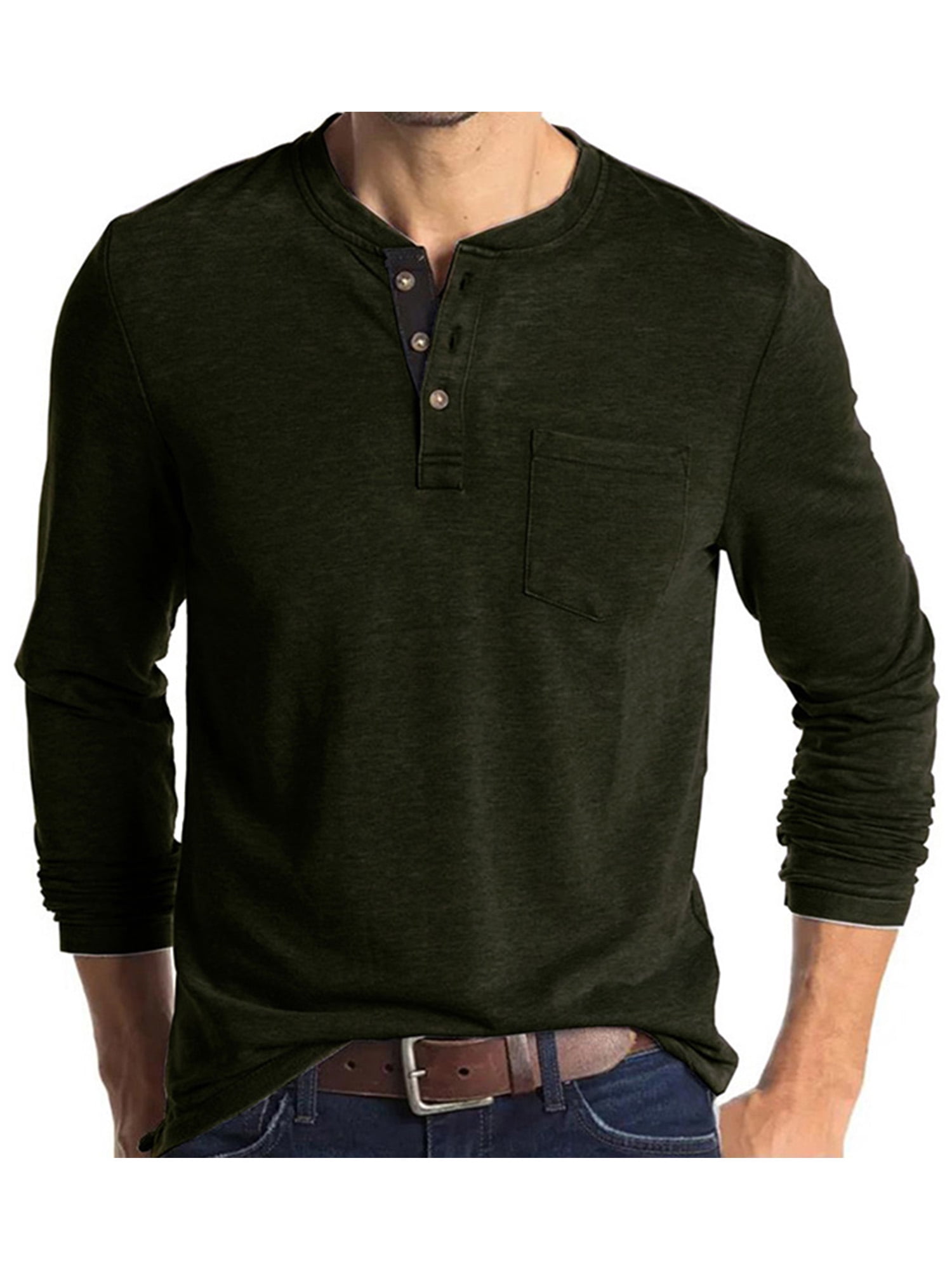 Bellella Mens Fashion Casual Long Sleeve Tops Shirts Basic Crew