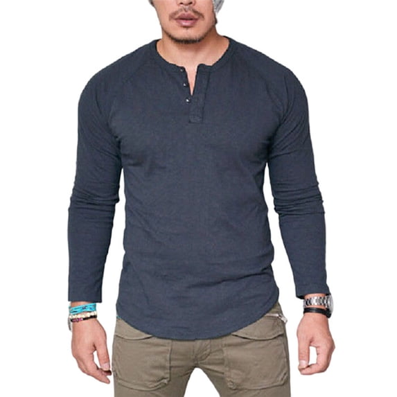 Bellella Mens Winter Fall Long Sleeve Tops Button V Neck Henley Shirt Casual Workout Jogger T Shirt