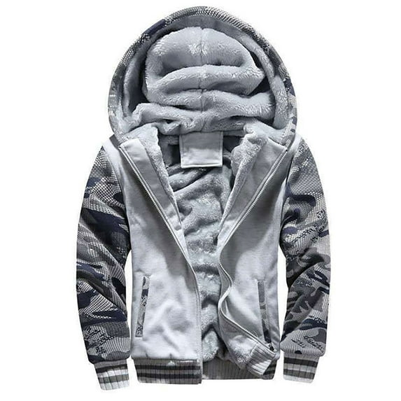 Bellella Mens Sherpa Lined Fleece Zip Up Outwear Coat Winter Warm Outdoor Jacket Windbreaker Overcoat with Hood