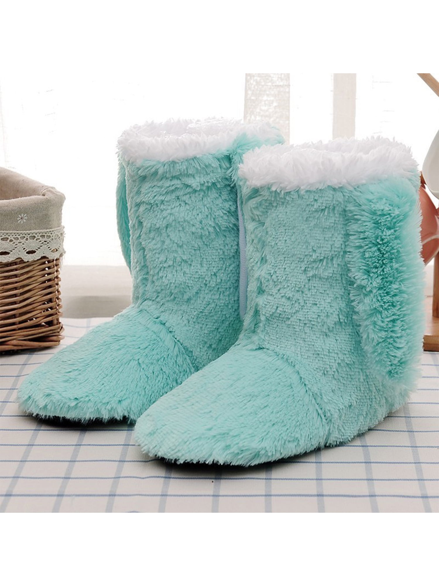 Bellella Women Booties Slipper Soft Plush Slippers Cozy Winter Boot Pull On House Shoes Cold