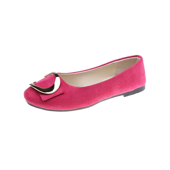 Bellella Women Flats Square Toe Flat Shoes Comfort Casual Shoe Faux Suede Pumps Party Formal Plum Red 4.5