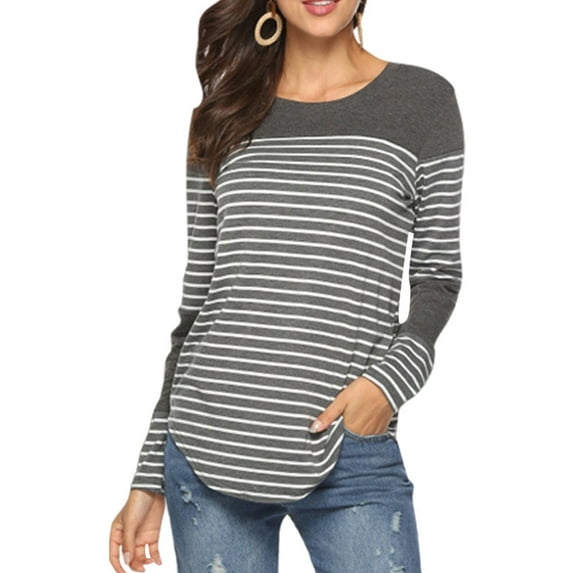 Bellella Womens Maternity Nursing Tops Comfy Long Sleeve Breastfeeding T-Shirt Autumn Winter Fall Stripe Blouse Tops