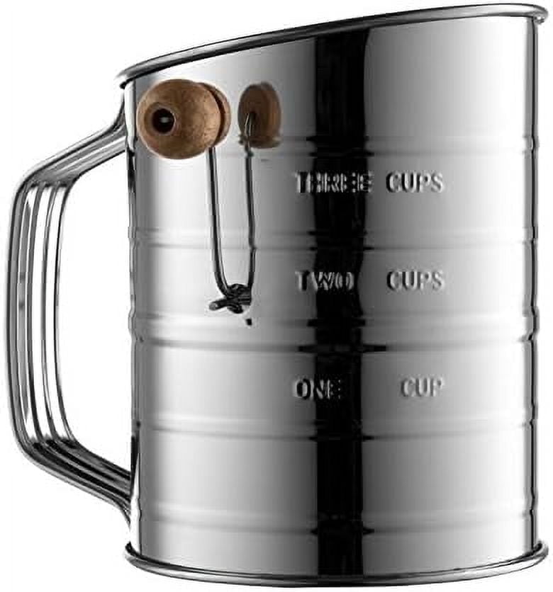 Bellemain 3-Cup Flour Sifter for Baking, Rotary Hand Crank Fine Mesh ...