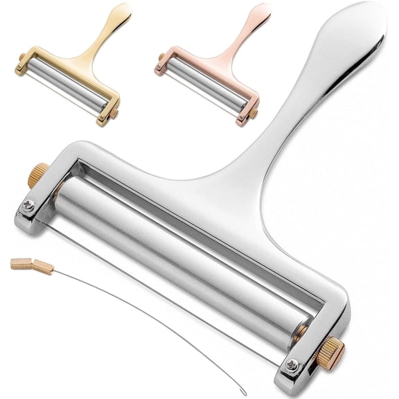 Bellemain Handheld Wire Cheese Slicer, Stainless Steel Cheese Cutter with Adjustable Cheese Curler, Silver