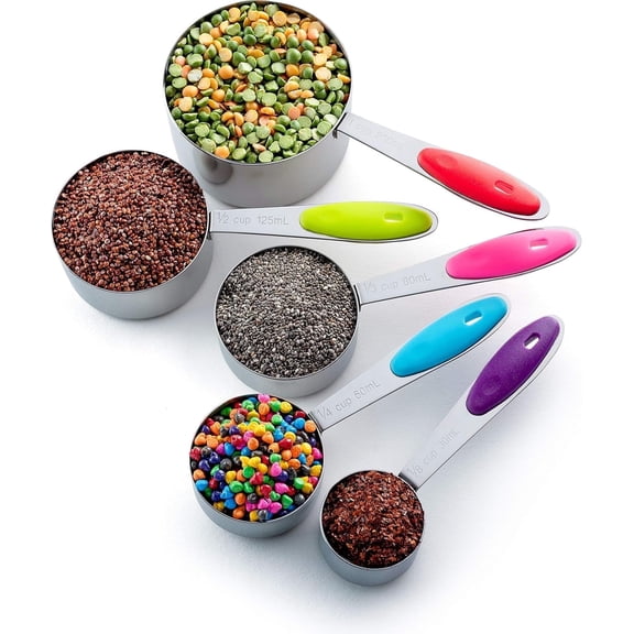 Bellemain Set of 5 Stainless Steel Measuring Cups Nesting Measuring Cups for Kitchens