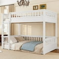 thumbnail image 1 of Bellemave Full Over Full Bunk Bed, Wood Bunk Bed Frame with 21.7" High Guardrail, Converts to 2 Individual Beds, Space Saving Floor Bunk Beds Design for Teen Adults, White, 1 of 7