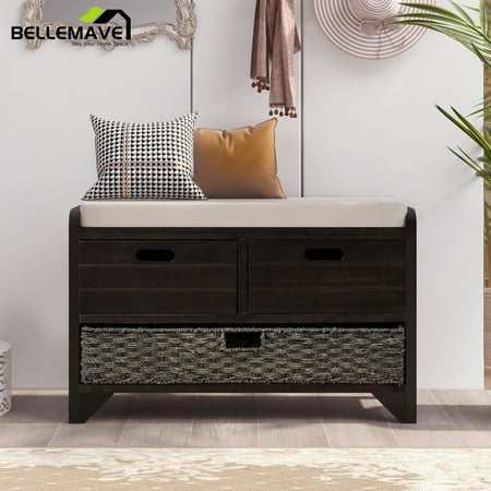 Bellemave 2 Drawers Storage Entryway Storage Bench, Brown
