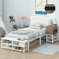 thumbnail image 1 of Bellemave 2 Pcs Bedroom Furniture Sets, Twin Size Platform Bed with a Nightstand, Nightstand with Storage Drawer, Wooden Twin Bed Frame with Headboard for Teens Adults（White), 1 of 7