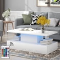 thumbnail image 1 of Bellemave 2-Tier LED Light Coffee Table,Modern Industrial Design Cocktail Table with 16-Color LED Lighting and a Remote Control for Living Room,Bedroom,Office,White, 1 of 13