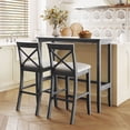 thumbnail image 1 of Bellemave 3 Piece Pub Table and Chair Set, Wood Bar Height Dining Set Kitchen Breakfast Nook with 2 Upholstered Chairs for Small Places, Rectangle Furniture (Brown+White+Beige), 1 of 9