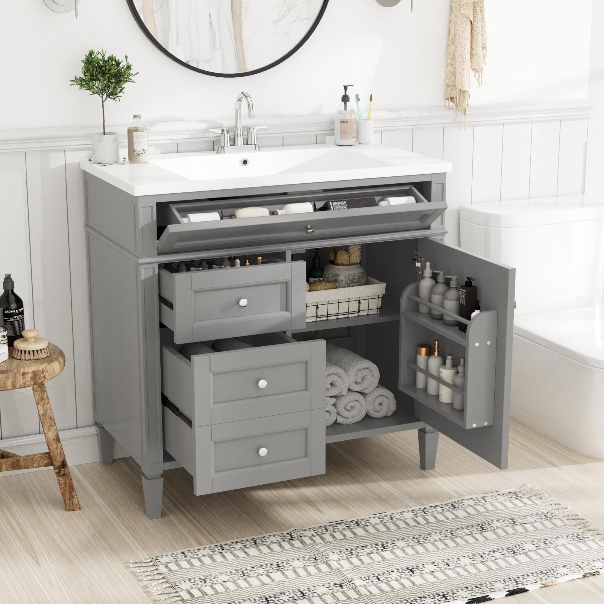 Bellemave 30" Bathroom Vanity with Single Sink Combo Set, Modern Wood Undermount Bathroom Sink ...