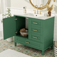 thumbnail image 1 of Bellemave 36" Bathroom Vanity with Sink, Cabinet with Sink Combo Set with Top, Bathroom Storage Cabinet with 3 Drawers and 1 Soft Closing Door, 36 Inch Vanity with Sink for Bathroom（Green）, 1 of 10