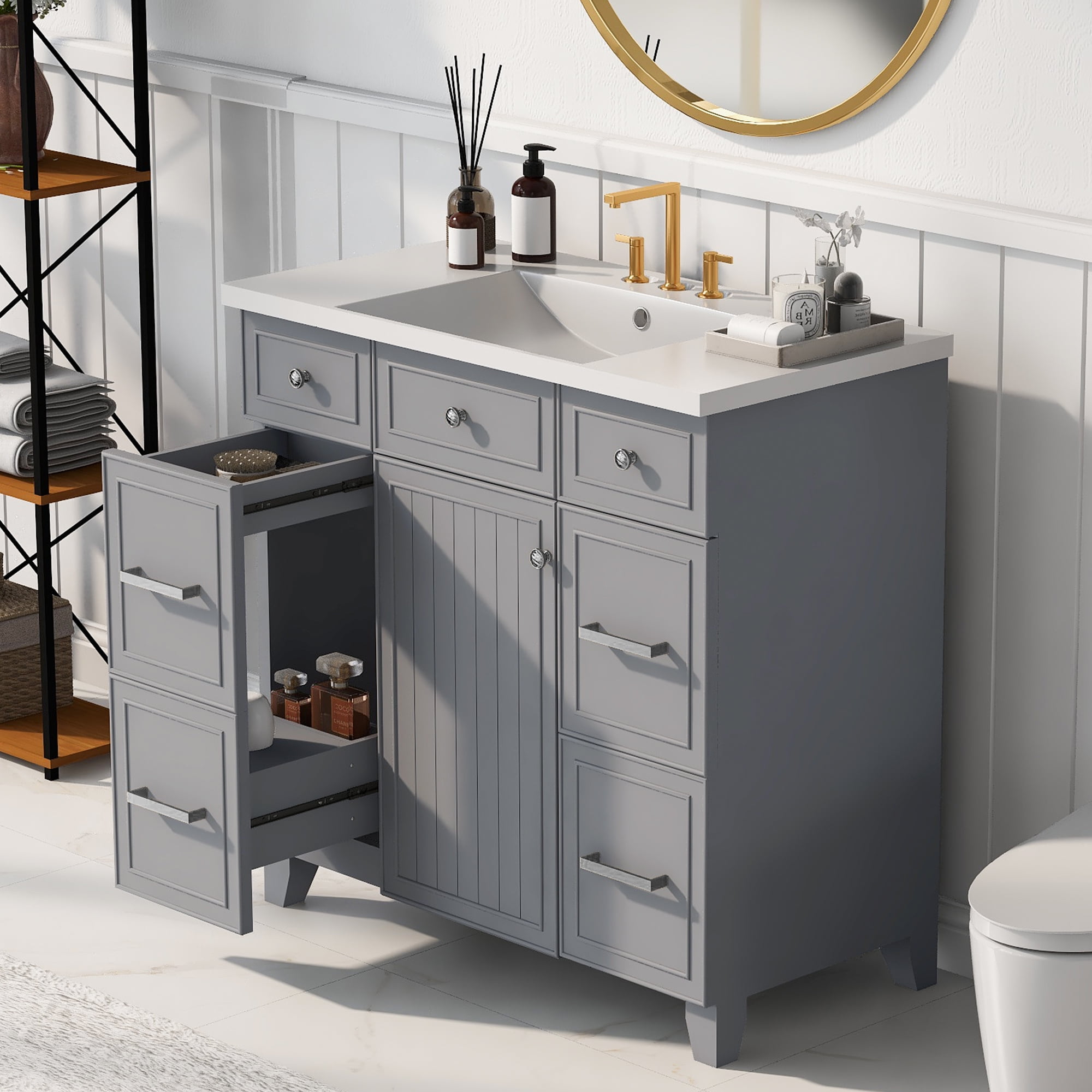 Bellemave 36" Bathroom Vanity with Sink, Free Standing Single Bathroom ...