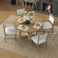 thumbnail image 1 of Bellemave 5 Piece Dining Table Set, Wood Round Dining Table and 4 Upholstered Chairs, Retro Dining Room Set for 4 People, Living Room Dining Room Furniture (Natural Wood Wash), 1 of 9