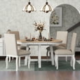 thumbnail image 1 of Bellemave 5-Piece Round Dining Table Set, Wood Farmhouse Extendable Dining Table and 4 Upholstered Dining Chairs, Kitchen Dining Table Set for 4 （Antique White）, 1 of 9