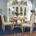 thumbnail image 1 of Bellemave 5-Piece Round Dining Table Set, Wood Farmhouse Extendable Dining Table and 4 Upholstered Dining Chairs, Kitchen Dining Table Set for 4 （Natural）, 1 of 9