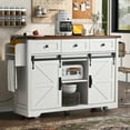 thumbnail image 1 of Bellemave 53.7" Kitchen Island with Power Outlet & Drop Leaf, Rolling Island with Table with Storage Drawers & Cabinet, Kitchen Island Cart with Spice Rack & Towel Rack on Wheels（White), 1 of 8