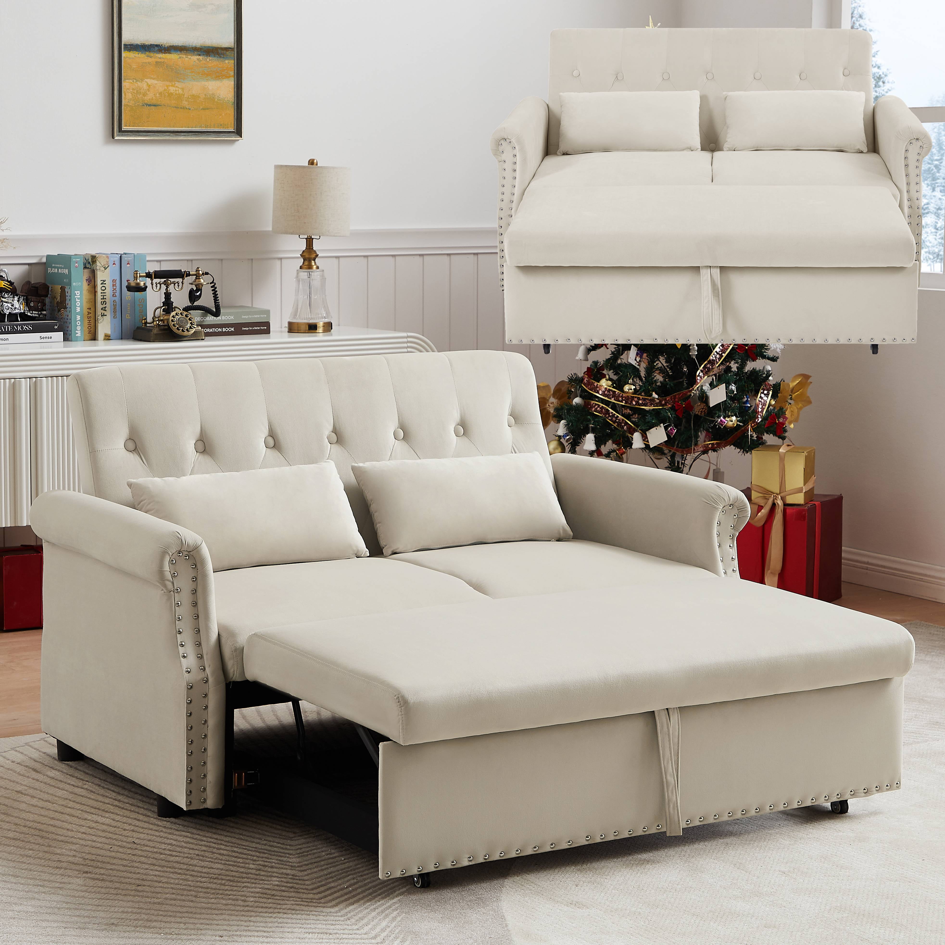 "Bellemave 55"" Convertible Loveseat Futon with Adjustable Backrest