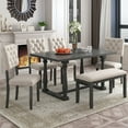 thumbnail image 1 of Bellemave 6-Piece Dining Table Chair Set, Kitchen Dining Table Set with Wooden Rectangle Table & 4 Upholstered Chairs & an Upholstered Bench, Gray, 1 of 14