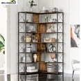 thumbnail image 1 of Bellemave 7-Tier Corner Bookshelf, Modern Industrial L-Shaped Bookcase with Metal Frame, Large Storage Book Shelf for Living Room Bedroom Office (Brown), 1 of 12