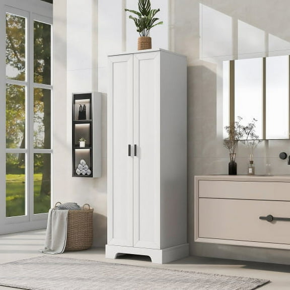 Bellemave 71"H Tall Bathroom Storage Cabinet with Adjustable Shelves, Wood Tall Storage Cabinet 2 Doors for Bathroom, Office, Kitchen, White