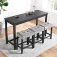 thumbnail image 1 of Bellemave Bar Table Set with Power Outlet, 4-Piece Kitchen Dining Table with 3 Upholstered Stools, 3-Person Counter Height Rectangle Dining Furniture Set (Black), 1 of 9