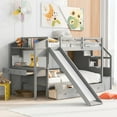 thumbnail image 1 of Bellemave Bunk Bed with Desk and Stairs, Twin over Twin Bunk Beds with Slide and Drawers, Wood Stairway Bunk Bed Frame with Storage Shelves, Twin Szie Bunk Bed for Teens Adults (Gray), 1 of 9