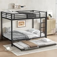 thumbnail image 1 of Bellemave Bunk Bed Full Over Full with Trundle, Heavy-Duty Full Size Bunk Beds Frame with Full-Length Guardrail and Two Ladders, Metal Triple for Teens and Adults, Space-Saving, Black, 1 of 9
