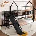 thumbnail image 1 of Bellemave Bunk Bed with Slide and Stairs, Metal Twin Over Twin House Bunk Bed Frame with Storage Shelves, Floor Low Bunk Beds for Bedroom (Black), 1 of 8