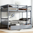 thumbnail image 1 of Bellemave Bunk Bed Twin Over Twin with Storage, Solid Wood Bunk Bed Frame with 2 Drawers, Twin Bunk Beds Built-in Ladder for Bedroom (Gray), 1 of 8
