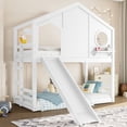 thumbnail image 1 of Bellemave Twin Over Twin Bunk Bed with Slide, Wood House-shape Floor Bunk Bed with Ladder and Storage, Space-saving Twin Loft Bed, No Box Spring Needed（White), 1 of 8