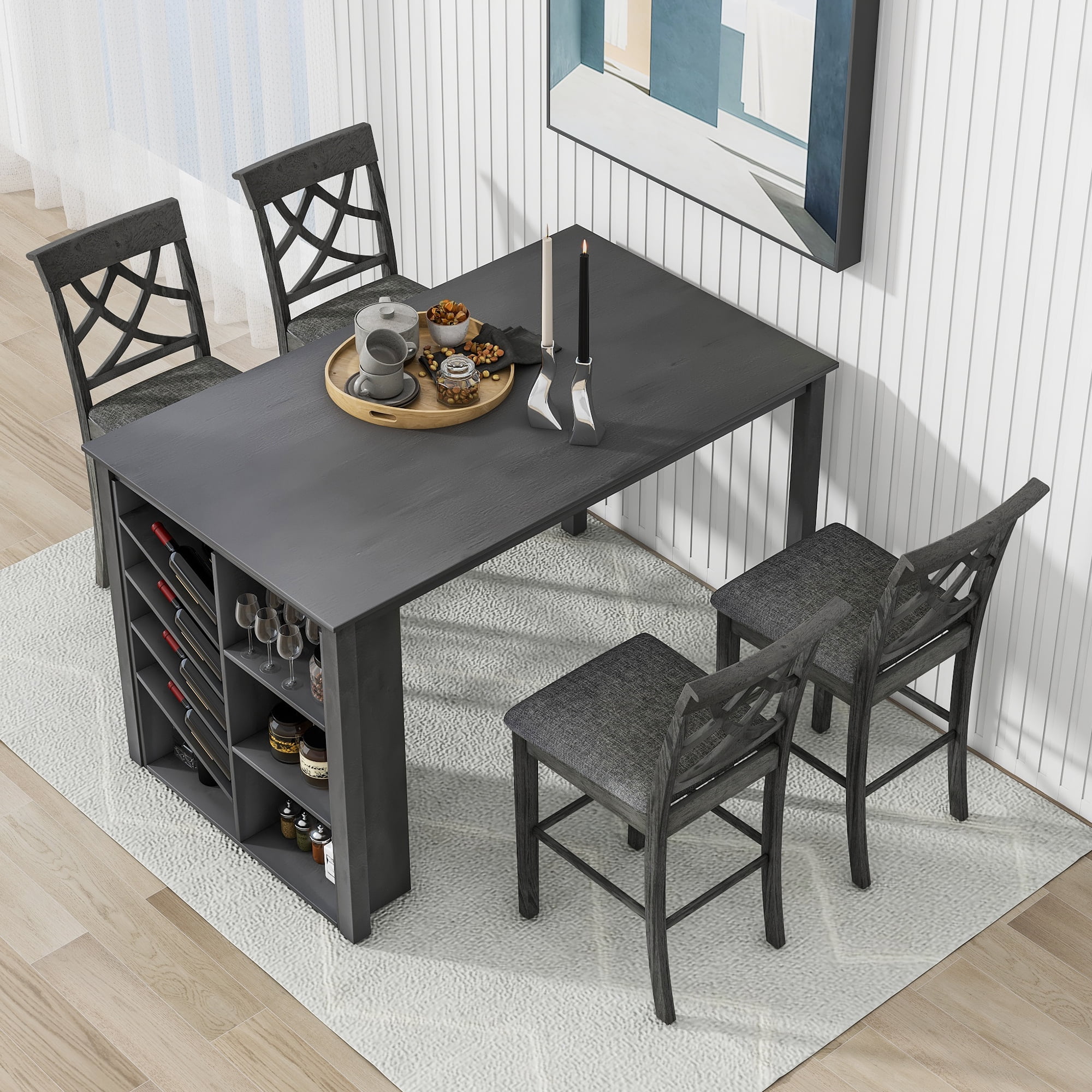5 piece counter height 2024 dining set with storage