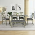 thumbnail image 1 of Bellemave Dining Table Set for 6, Include 1 Rectangular Kitchen Table and 4 Dining Chairs with Cushions and 1 Bench with Cushion, Wooden Modern Kitchen Dining Room Set (Gray), 1 of 8