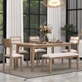 thumbnail image 1 of Bellemave Dining Table Set for 6, Wood Folding Dining Dinette Table and 4 Upholstered Chairs with 1 Bench, Modern Dining Set for Home, Kitchen, Dining Room (Natural), 1 of 8