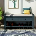 thumbnail image 1 of Bellemave Entryway Storage Bench with Cushioned Seat, Multipurpose Wooden Shoe Rack with 2 Drawers and Shelf Cabinet, for Hallway, Living Room(Antique Navy), 1 of 11